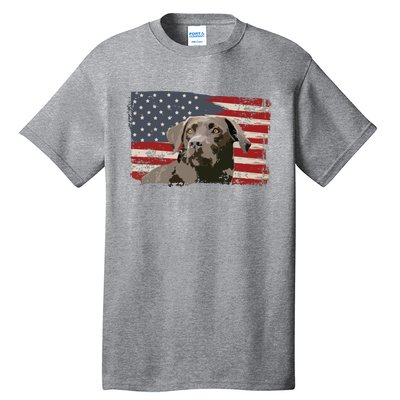 Patriotic USA Flag Black Labrador Gift For Lab Owners Tall T-Shirt