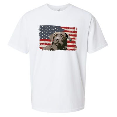 Patriotic USA Flag Black Labrador Gift For Lab Owners Sueded Cloud Jersey T-Shirt