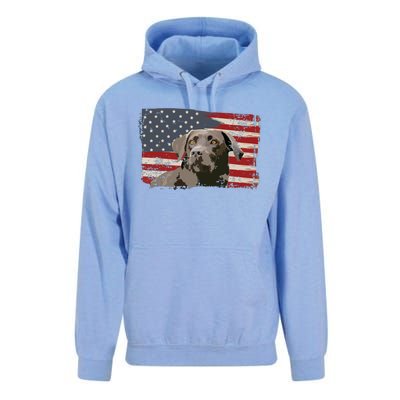 Patriotic USA Flag Black Labrador Gift For Lab Owners Unisex Surf Hoodie