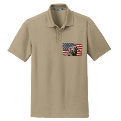 Patriotic USA Flag Black Labrador Gift For Lab Owners Dry Zone Grid Polo