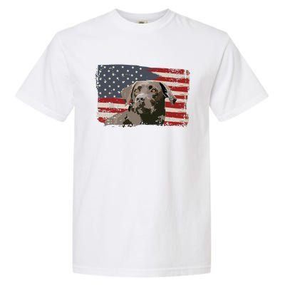 Patriotic USA Flag Black Labrador Gift For Lab Owners Garment-Dyed Heavyweight T-Shirt