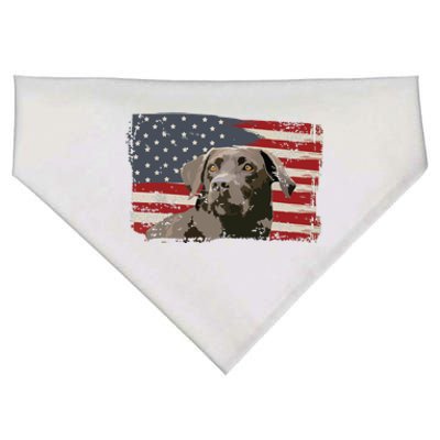 Patriotic USA Flag Black Labrador Gift For Lab Owners USA-Made Doggie Bandana