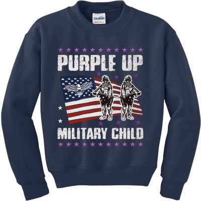 Purple Up For Military Child Month American US Flag Kids Sweatshirt