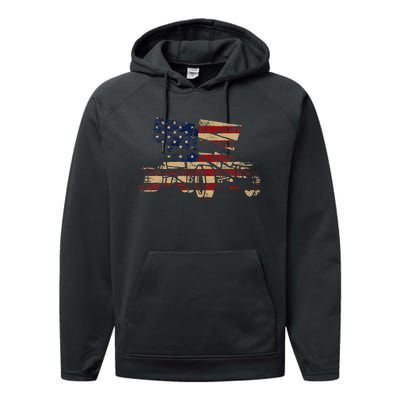 Patriotic USA Flag Sprint Car Dirt Track Racing Lover Performance Fleece Hoodie