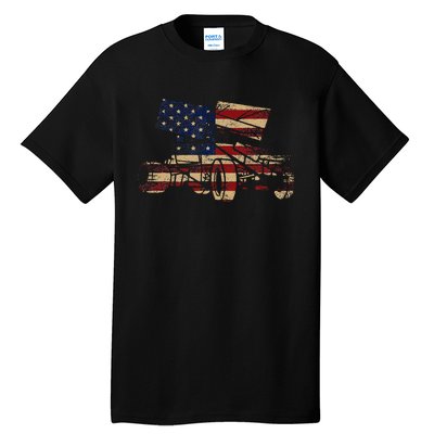 Patriotic USA Flag Sprint Car Dirt Track Racing Lover Tall T-Shirt