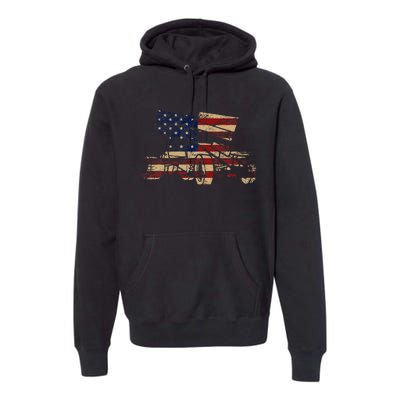 Patriotic USA Flag Sprint Car Dirt Track Racing Lover Premium Hoodie