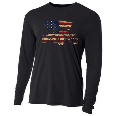 Patriotic USA Flag Sprint Car Dirt Track Racing Lover Cooling Performance Long Sleeve Crew