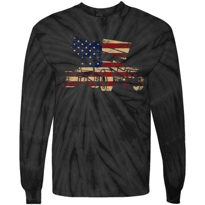 Patriotic USA Flag Sprint Car Dirt Track Racing Lover Tie-Dye Long Sleeve Shirt