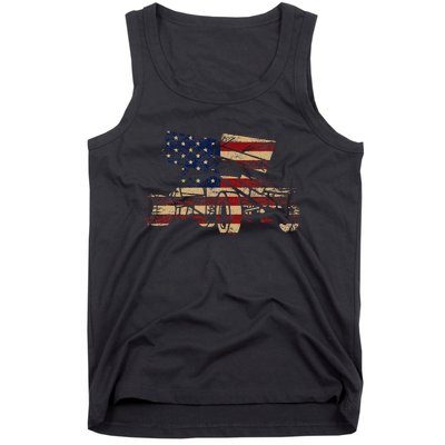 Patriotic USA Flag Sprint Car Dirt Track Racing Lover Tank Top