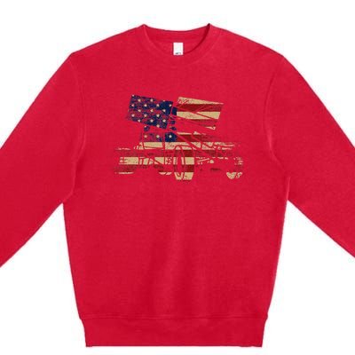 Patriotic USA Flag Sprint Car Dirt Track Racing Lover Premium Crewneck Sweatshirt