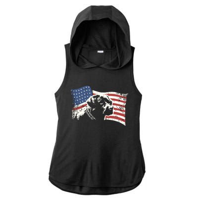 Patriotic USA Flag Black Labrador Gift For Lab Owners Ladies PosiCharge Tri-Blend Wicking Draft Hoodie Tank