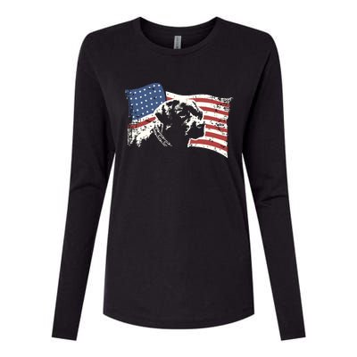 Patriotic USA Flag Black Labrador Gift For Lab Owners Womens Cotton Relaxed Long Sleeve T-Shirt