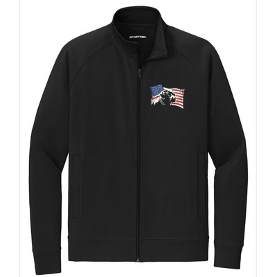 Patriotic USA Flag Black Labrador Gift For Lab Owners Stretch Full-Zip Cadet Jacket