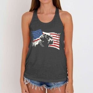 Patriotic USA Flag Black Labrador Gift For Lab Owners Women's Knotted Racerback Tank