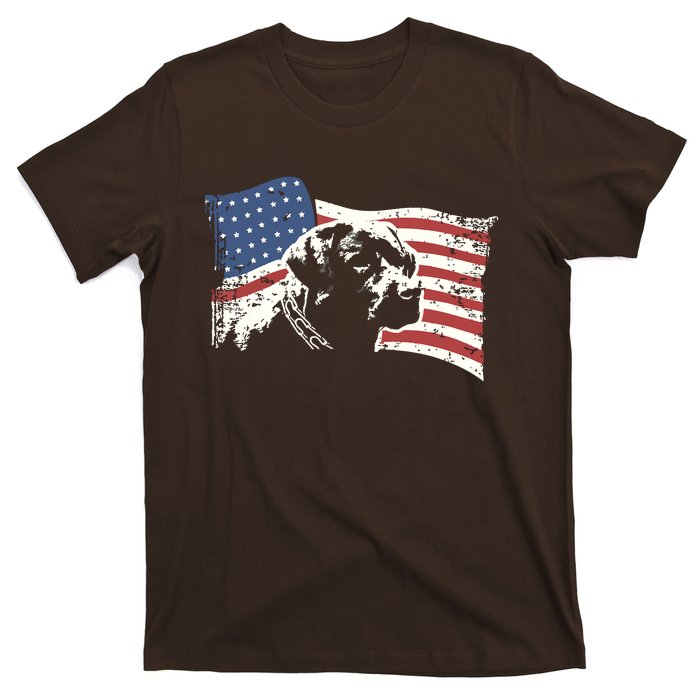 Patriotic USA Flag Black Labrador Gift For Lab Owners T-Shirt