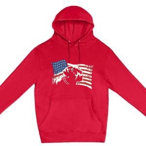 Patriotic USA Flag Black Labrador Gift For Lab Owners Premium Pullover Hoodie