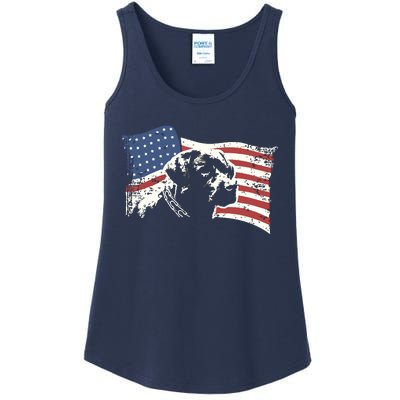 Patriotic USA Flag Black Labrador Gift For Lab Owners Ladies Essential Tank