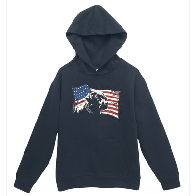 Patriotic USA Flag Black Labrador Gift For Lab Owners Urban Pullover Hoodie