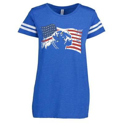 Patriotic USA Flag Black Labrador Gift For Lab Owners Enza Ladies Jersey Football T-Shirt