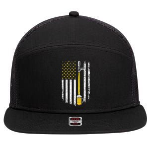 Patriotic US Flag American Brewery Craft Beer Funny Men 7 Panel Mesh Trucker Snapback Hat