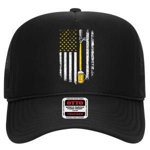 Patriotic US Flag American Brewery Craft Beer Funny Men High Crown Mesh Back Trucker Hat