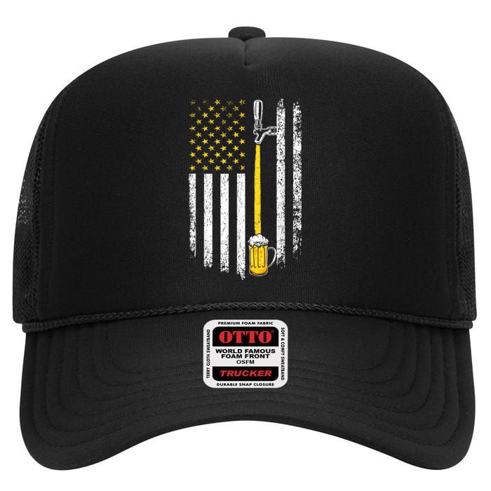 Patriotic US Flag American Brewery Craft Beer Funny Men High Crown Mesh Back Trucker Hat