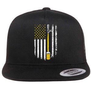 Patriotic US Flag American Brewery Craft Beer Funny Men Flat Bill Trucker Hat