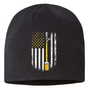 Patriotic US Flag American Brewery Craft Beer Funny Men Sustainable Beanie