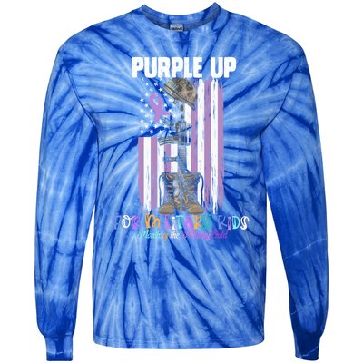 Purple Up For Military Day Month Of The Military Gift Tie-Dye Long Sleeve Shirt