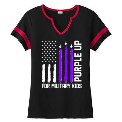 Purple Up For Military Kids Ladies Halftime Notch Neck Tee