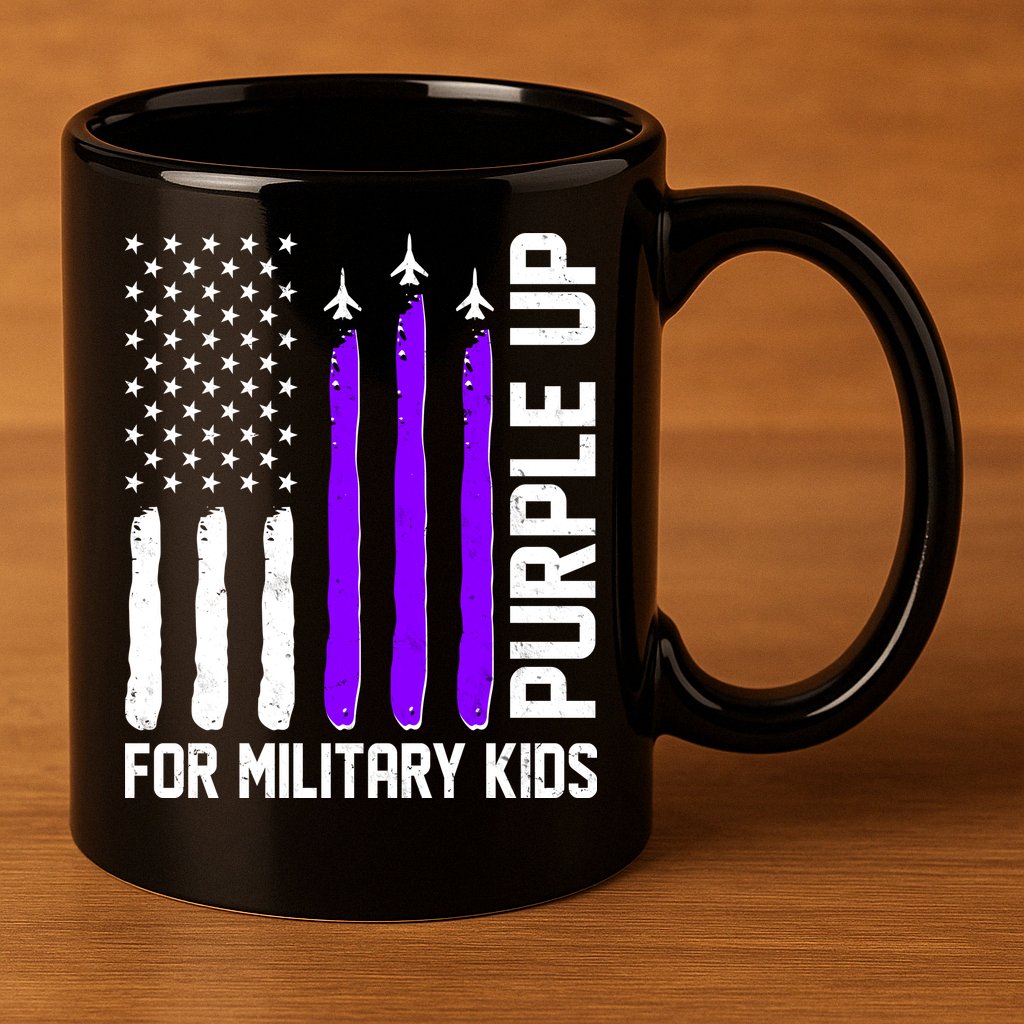 Purple Up For Military Kids 11oz C Handle Ceramic Mug