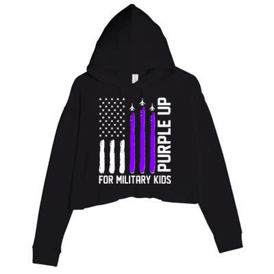 Purple Up For Military Kids Crop Fleece Hoodie