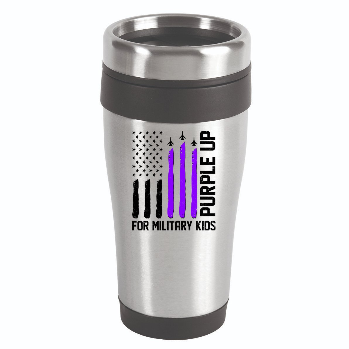 Purple Up For Military Kids 16oz Travel Tumbler