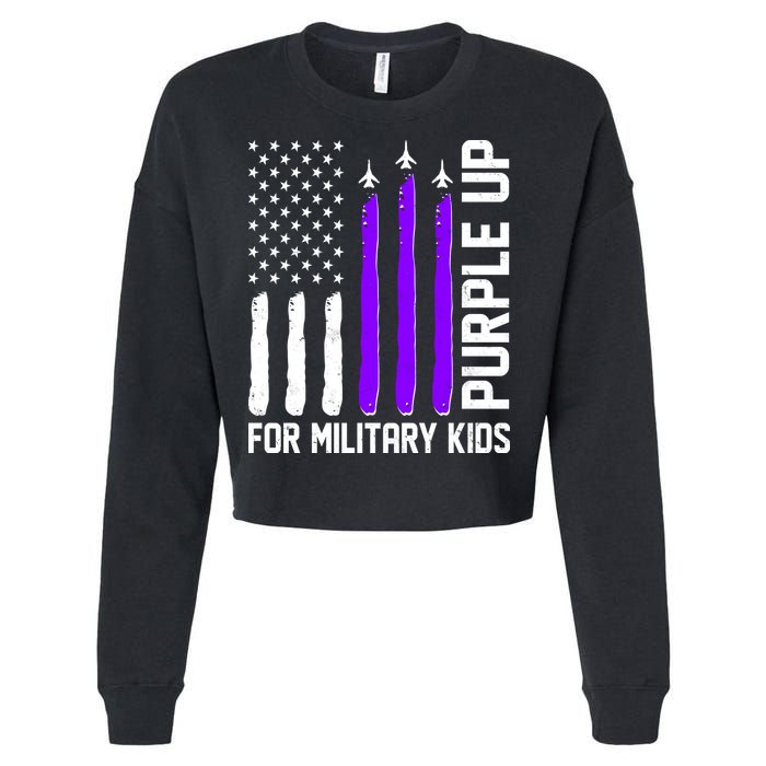 Purple Up For Military Kids Cropped Pullover Crew