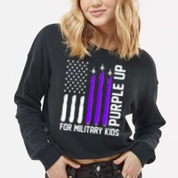 Purple Up For Military Kids Cropped Pullover Crew