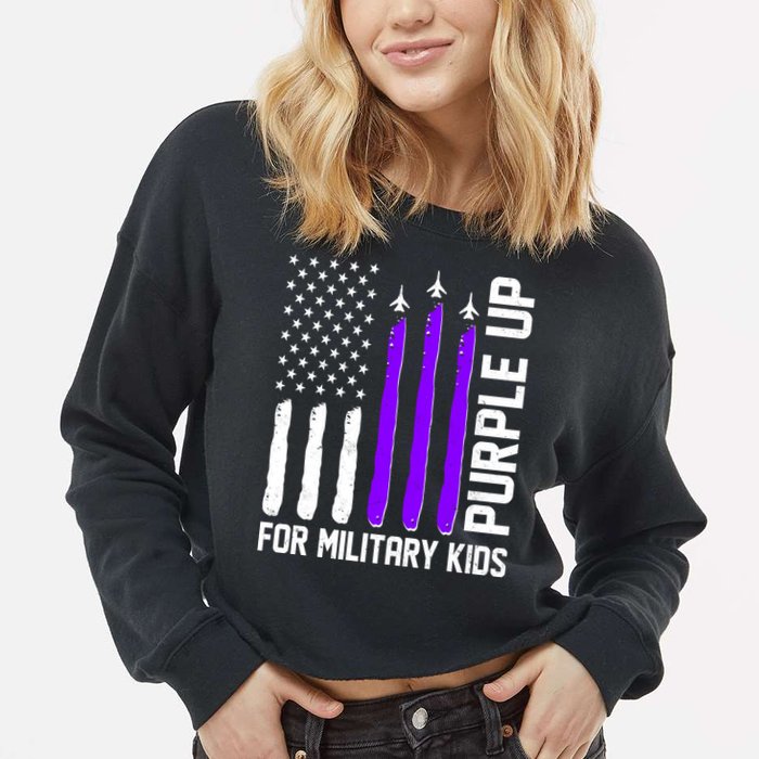 Purple Up For Military Kids Cropped Pullover Crew