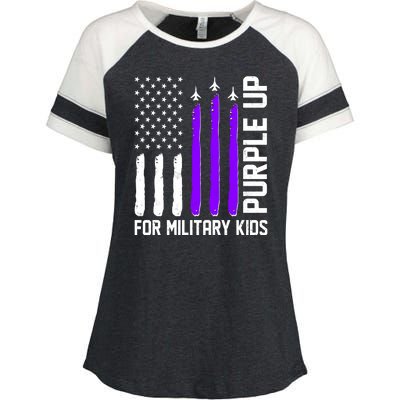 Purple Up For Military Kids Enza Ladies Jersey Colorblock Tee