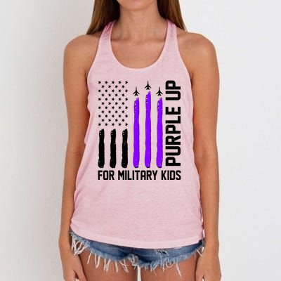 Purple Up For Military Kids Women's Knotted Racerback Tank