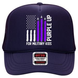 Purple Up For Military Kids High Crown Mesh Back Trucker Hat