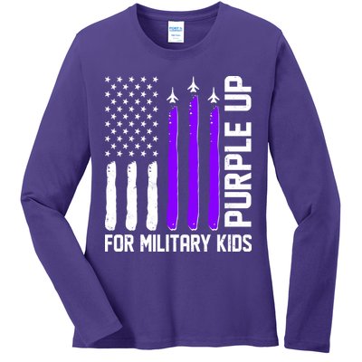 Purple Up For Military Kids Ladies Long Sleeve Shirt