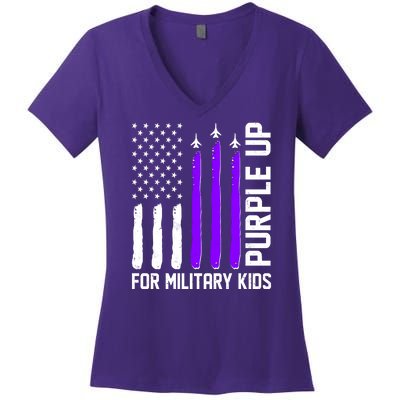 Purple Up For Military Kids Women's V-Neck T-Shirt