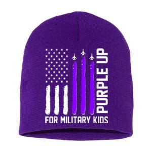 Purple Up For Military Kids Short Acrylic Beanie