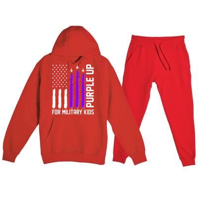 Purple Up For Military Kids Premium Hooded Sweatsuit Set