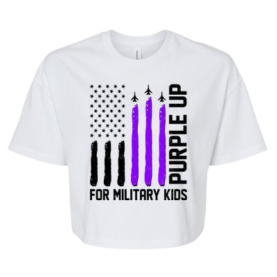 Purple Up For Military Kids Bella+Canvas Jersey Crop Tee