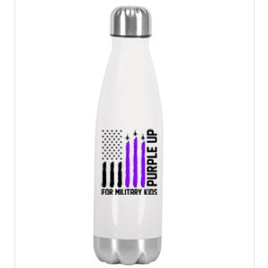 Purple Up For Military Kids Stainless Steel Insulated Water Bottle