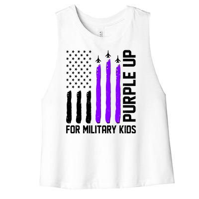 Purple Up For Military Kids Women's Racerback Cropped Tank