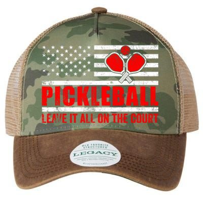 Pickleball USA Flag Leave It All On The Court Pickle Ball Legacy Tie Dye Trucker Hat