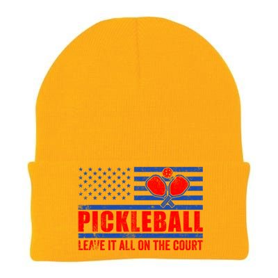 Pickleball USA Flag Leave It All On The Court Pickle Ball Knit Cap Winter Beanie