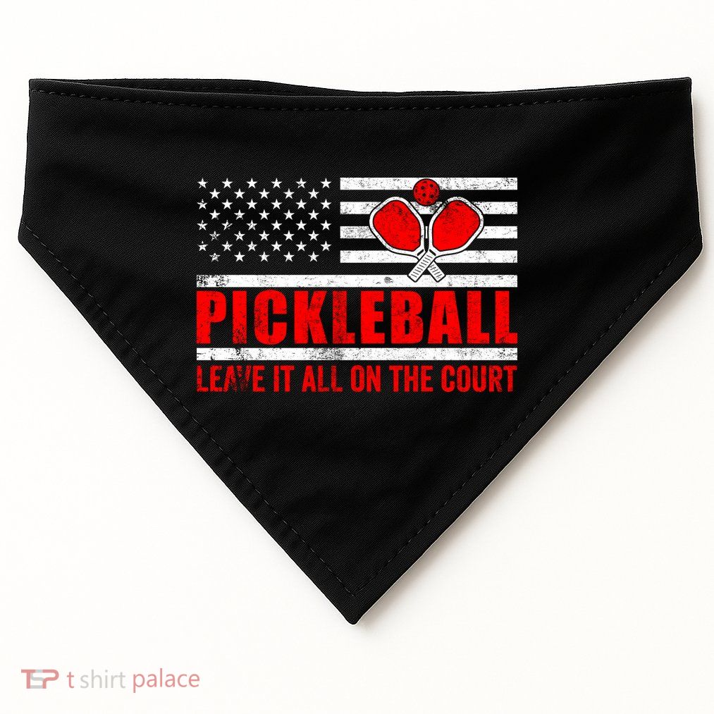 Pickleball USA Flag Leave It All On The Court Pickle Ball USA-Made Doggie Bandana