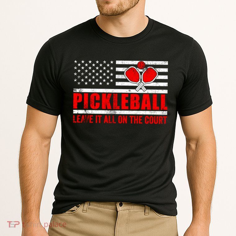 Pickleball USA Flag Leave It All On The Court Pickle Ball Performance Shirt